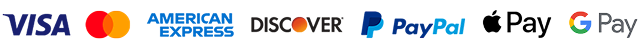 Accepted Payments: Visa, Mastercard, American Express, Discover, PayPal, Apple Pay, Google Pay